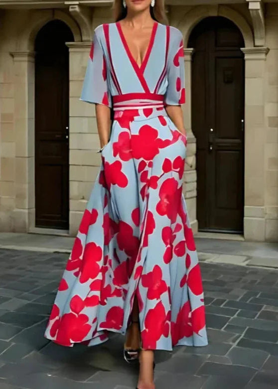Elise| Robe Portefeuille Élégante Fleurie